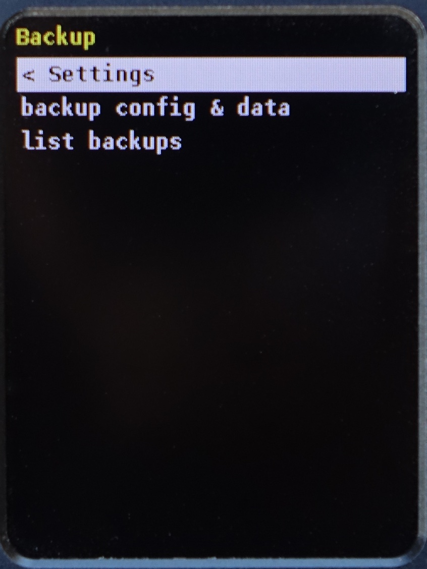 Backup menu